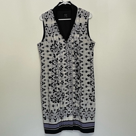 Nicole by Nicole Miller Sleeveless V-neck Button Front Damask Midi Dress; 14 - Picture 5 of 15